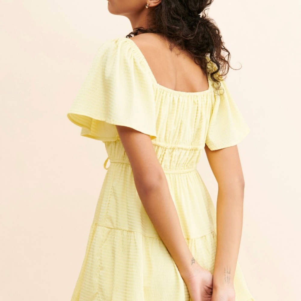 Line & Dot Yellow Ruffle Mini Dress - Picture 2 of 4